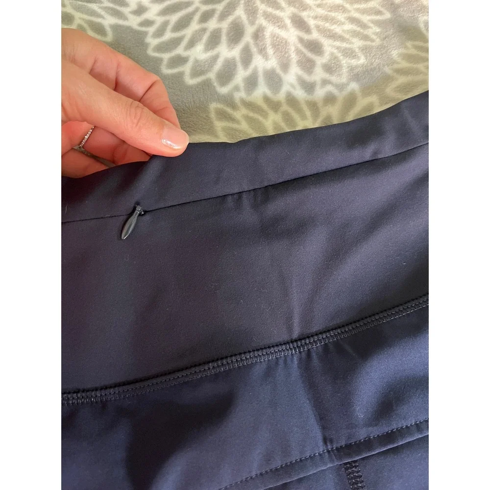 Quince Running Shorts XS Navy Blue High Rise‎ Built-in Liner Zipper Pocket NWT